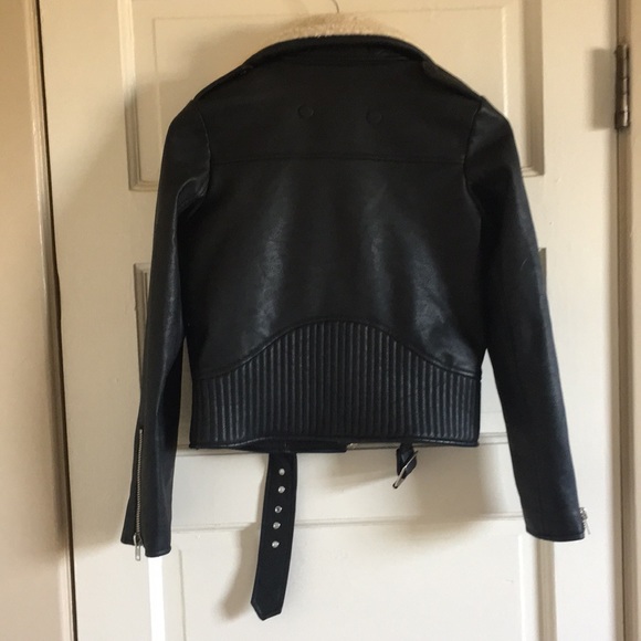 Faux Leather Black Moto Jacket - Picture 2 of 8